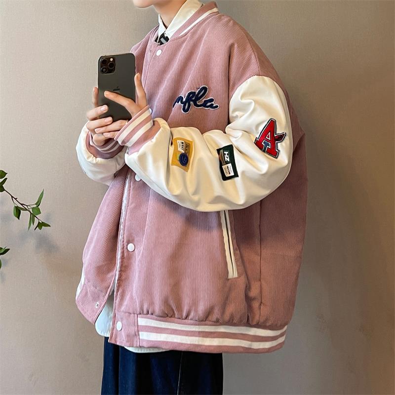 Men's Autumn Winter Coat Stand Collar Assorted Colors Fleece Cotton-Padded Jacket