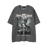 Man Tees Washed Old Painting Design Summer Short Sleeve T-shirt