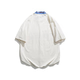Men T Shirt Summer Casual Tops Men's Clothes Summer Wear Vintage Men's Stand Collar Shirt Casual Loose Letter Printed Cardigan