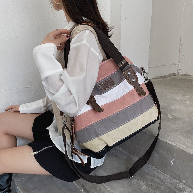 The Teacher Tote Canvas Women's Bag Shoulder Messenger Bag Women's Large Capacity Retro Patchwork Handbag
