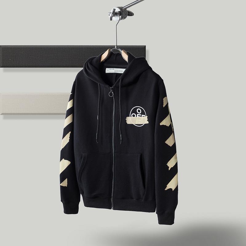 Off White Hoodie Hooded Sweater Casual Zipper Long Sleeve Clothing Owt