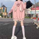 Gothic Lolita Harajuku Style Clothing Autumn Loose and Cute Rabbit Ears Hooded Sweater