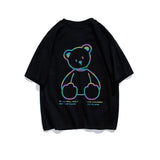Summer Back Cartoon Bear Laser Printed Short-Sleeved T-shirt Men's Fashionable Loose Casual Student Top