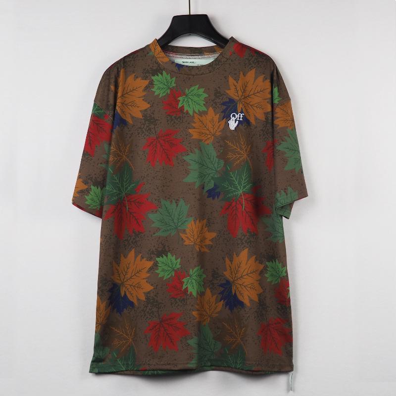 Off White T Shirt Cotton Camouflage Leaf Arrow Women Short Sleeved Shirt Clothing Owt