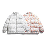 Man Fall Winter Outfis Winter Clothes Letters Full Printed Cotton Coat Jacket Fashion Brand Loose Couple Thickened Cotton Padded Coat