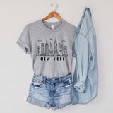Halloween Costumes New York Printed round Neck T-shirt for Women