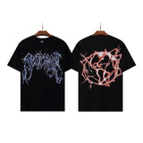 Revenge T Shirt Lightning Print Dark Short Sleeve T-shirt Men and Women Loose High Street Half Sleeve Shirt