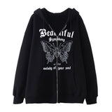 Skeleton Hoodie Winter Fleece Women's Long Sleeve Hoodie Heart-Shaped Clothes Printed Zipper