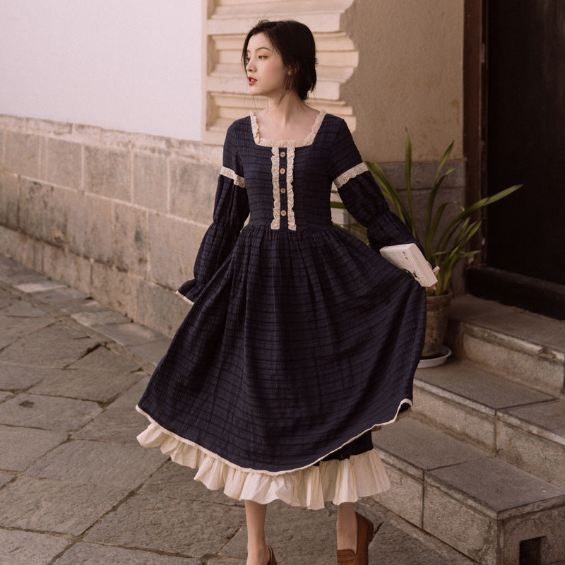 Vintage Empire Waist Dress Spring and Autumn Dress