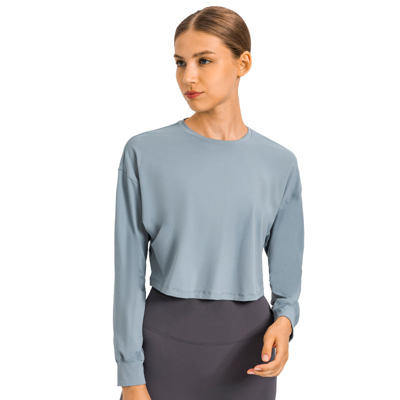 Moisture Wicking Shirts Autumn and Winter Jacquard Yoga Clothes Loose Quick-Drying Sports Long Sleeves