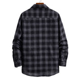 Mens Flannel Jacket Men's Plaid Shirt Stylish Loose plus Size Brushed Shirt Men