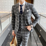 Seersucker Suit Men's Three-Piece Suit