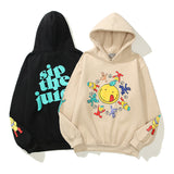 Smiley Face Hoodie Men and Women Hip Hop Print Hooded Pullover