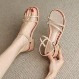 Nude Chunky Heel Roman Sandals