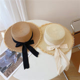 Straw Hat Bow Straw Hat Summer Outdoor Sun Protection Seaside Beach Hat
