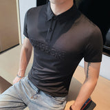 Men Polo Shirts Slim Fit Lapel T-shirt