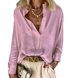 Women Bohemian Shirts Women's Spring Solid Color Long Sleeve