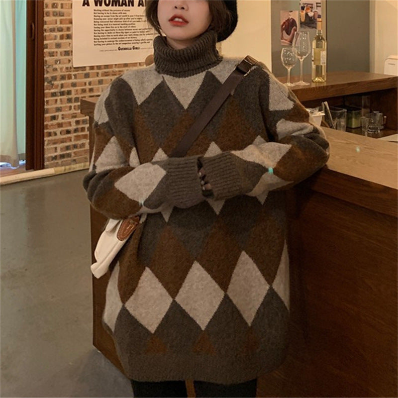Preppy Aestitic Outfits Rhombus Sweater