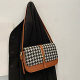 The Teacher Tote Autumn and Winter Check Vintage Messenger Bag Niche Shoulder Underarm Woolen Small Square Bag