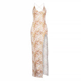 Women Summer Dresses Midi Dress  Sexy Fashion Printed V-neck Suspender