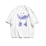 Summer Panda Printing Short-Sleeved T-shirt Men's Loose Fashion Brand round Neck Cotton Base Shirt All-Matching Men's Clothing