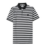 Men Polo Shirts Striped Shirt Slim Fit Lapel T-shirt
