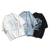 Monkey Printing Couple Half Sleeve Men's Summer Short-Sleeved T-shirt Casual Loose round Neck Hip Hop