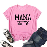 Boy Mama T Shirt Mama Bow and Arrow Printed Short Sleeve round Neck T-shirt
