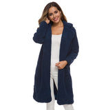 Women Sherpa Jacket Autumn Winter Cotton-Padded Coat Ladies' Lamb Wool Winter Mid-Length Berber Fleece Coat