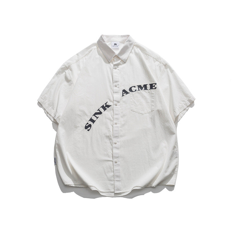 2022 Summer Man Outfits Printed Letter Short Sleeve Shirt