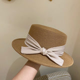 Straw Hat Sunlight Blocker for Summer Beach Flat-Top Cap