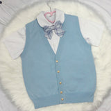 Gothic Lolita Harajuku Style Clothing Qiule Knitted Cardigan Solid Color Vest Thin