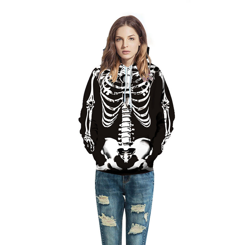 Skull Hoodie Skull 3D Digital Printing Loose Pullover Hoodie