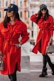 Beth Dutton Outfits Autumn and Winter Solid Color Lapel Trench Coat Fashion Single-Breasted Lace-up Long Coat