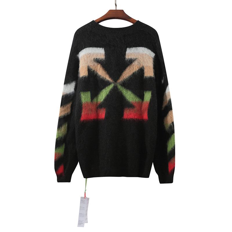 Off White Men's Sweater Plus Size Keep Warm Casual Fashionable Arrow Gradient Owt