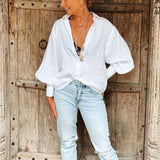 Women Bohemian Shirts Women's Summer Loose Cardigan Long Sleeve Shirt