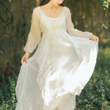 Women's cottagecore Dress Fairy French Style White Suspender Dress for Women Summer