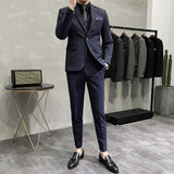 Seersucker Suit Suit Men's Business Casual Three-Piece Suit