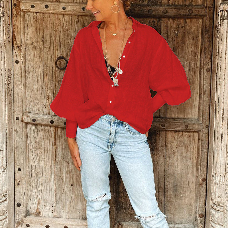 Women Bohemian Shirts Women's Summer Loose Cardigan Long Sleeve Shirt