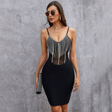 Women Bodycon Dress Summer Tassel Suspender Dress