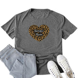 Boy Mama T Shirts Bengal Mama Leopard Print Heart Printing T-shirt