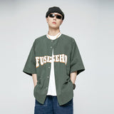 Varsity Shirts for Men Baseball Shirts Letters Printed Summer Retro Fashion Short Sleeve Shirt