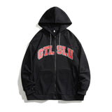 Slogan Graphic Hoodie Sports Couple's Shirts Student Loose Cardigan Sweater Top