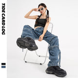 Men Cargo Pants Denim Overalls