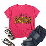 Boy Mama T Shirt Sunflower Blessed Mama Printed Short Sleeve round Neck T-shirt