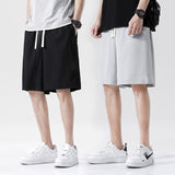 Men Shorts Casual Ice Silk Loose Solid Color Sports