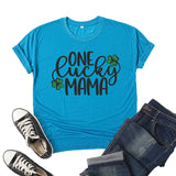 Boy Mama T Shirts Clover Lucky Mama Printed Short Sleeve T-shirt