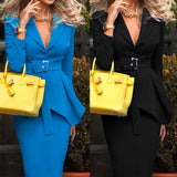 Women Blazar Pants Suit Women's Fall Winter Skirt Two-Piece Suit