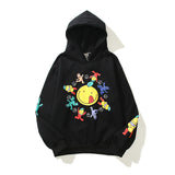 Smiley Face Hoodie Men and Women Hip Hop Print Hooded Pullover