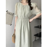 Kim Kardashian Marilyn Monroe Dress Summer French round Neck Dress